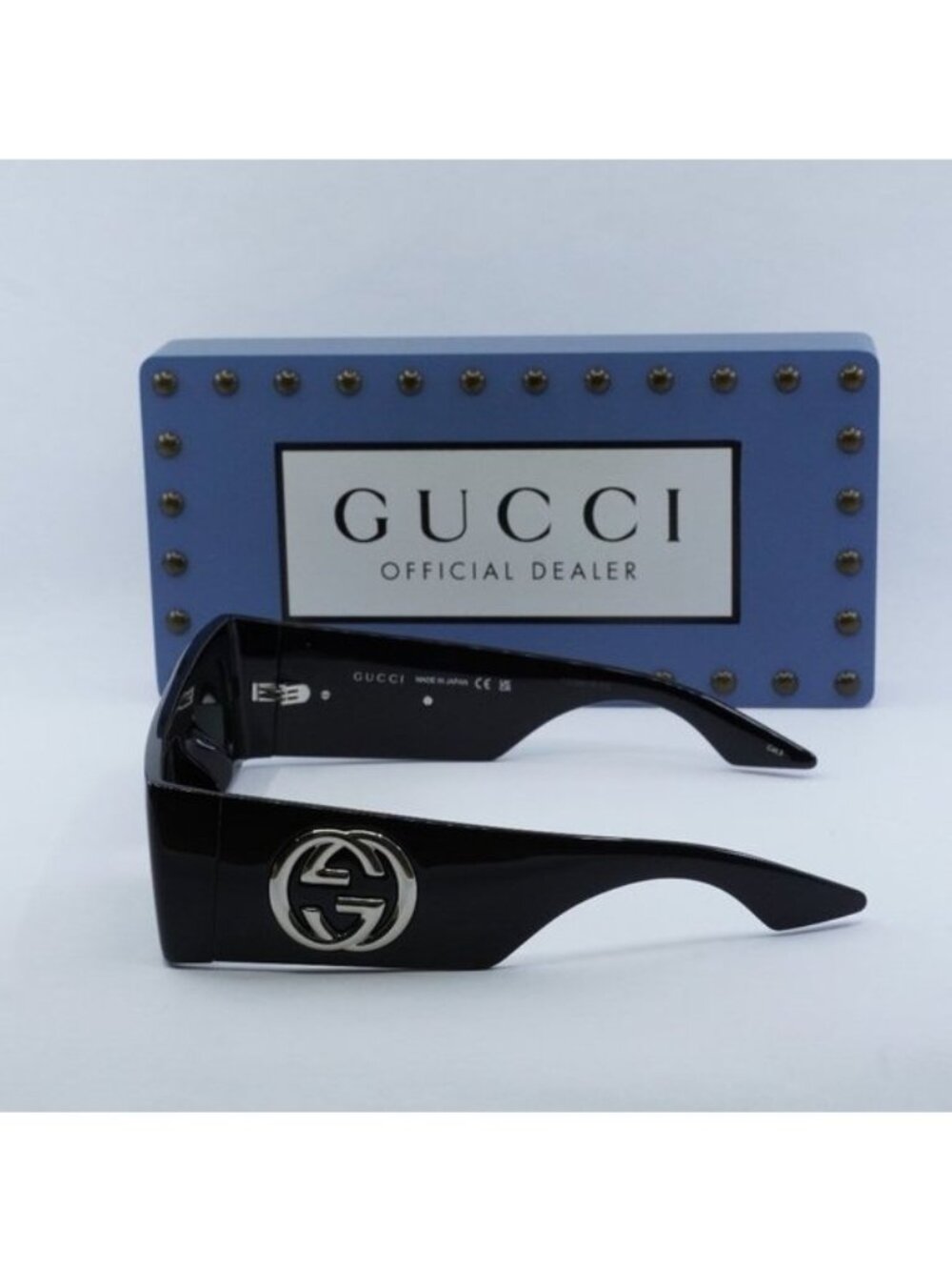 Gucci GG1646S 001 Rectangle Sunglasses - Black/Grey - Picture 4 of 11